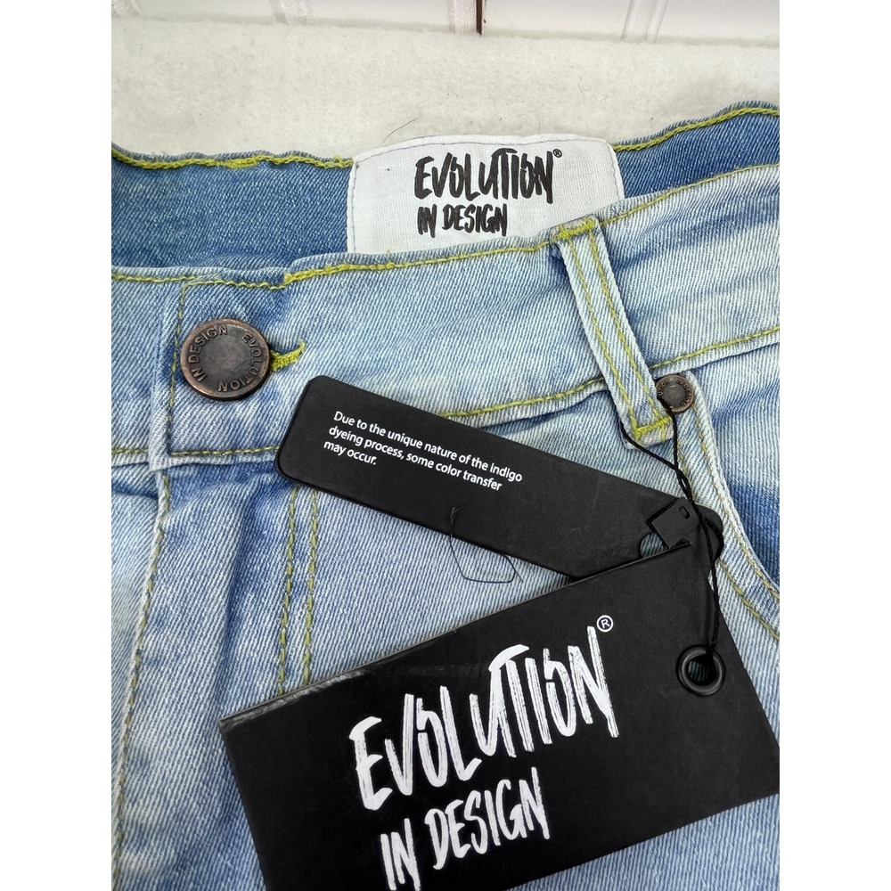 NWT Evolution In Design Slim Fit‎ Jean Shorts Hip Hop Skater Denim 46W LightWash